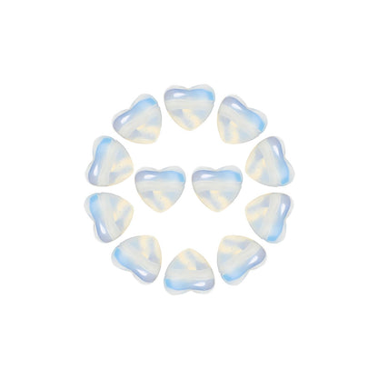 Yochus 5pcs Opal Natural Heart Stone Beads，12mm Healing Energy Gemstone for Jewelry Making Earring Necklace DIY