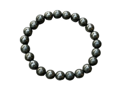 GAF TREASURES Pyrite Crystal Bead Bracelet 8mm, Genuine Pyrite Stretch Gemstone Bracelet, Healing Crystal Bracelet, Gift for Men & Women (1)