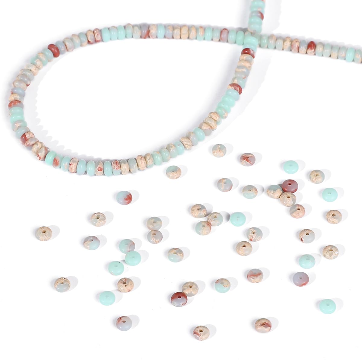 BEADIA Natural Shoushan Disk Stone Beads 4x2mm 160pcs Rondelle Loose Semi Gemstone Beads for Jewelry Making Design
