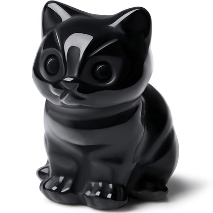 DUQGUHO Black Cat Decor Obsidian Cat Crystal Figurines Mom Crystals Gifts for Cat Lovers Men Women Lucky Cute Cat Statue Loss of Cat Sympathy Gift Mothers Cute Decoration