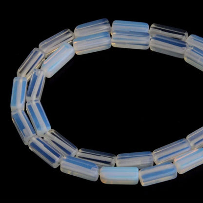 4x13mm Natural Stone Opal Rectangular Column Tube Cylinder Spacer Loose Beads Gemstone for DIY Bracelets Necklace Jewelry Making Strand 15 Inch (28-30pcs)