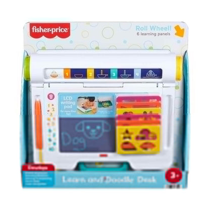 Fisher-Price Preschool Toy Learn & Doodle Desk Mess-Free Writing & Drawing Tablet with LCD Screen for Travel Creative Play Kids Ages 3+ Years