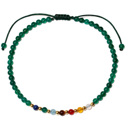 Jewever 7 Chakra Ankle Bracelets for Women Beach Foot Healing Crystals Lava Rock Essential Oils Diffuser Worry Stone Energy Balancing Meditation Yoga gifts (Green agate)