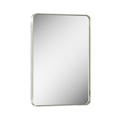 Keonjinn 20 x 30 Inch Brushed Nickel Bathroom Mirrors for Over Sink, Rounded Rectangle Silver Bathroom Vanity Mirror, Farmhouse Mirror for Wall, HD Tempered Glass, Anti-Rust Aluminum Alloy Mirror