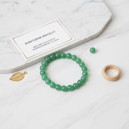 The Vida Handmade AAA+ Quality Crystal Stretch Elastic Bracelet - Nature Gemstone - Jewelry Gift - Holiday Gift - For Women & Men (Aventurine)