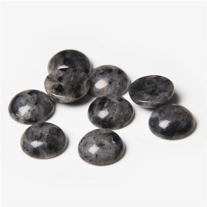20pcs 16mm Natural Stone No Hole Black Labradorite Semicircle Smooth Cabochons Beads Healing Chakra Crystal Stone Bead for Jewelry Making Rings Earrings Necklace Bracelet DIY Crafts