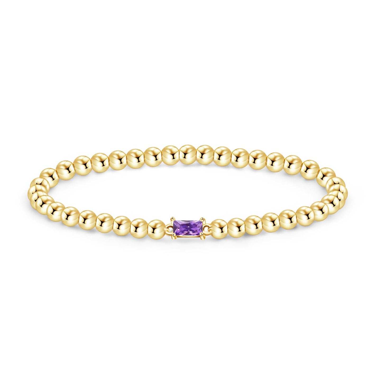 Free bird Amethyst Bracelet for Women 14K Gold Plated February Birthstone Bracelet Simple Gold Bead Bracelets for Women Trendy Gold Bracelets for Birthday Gift