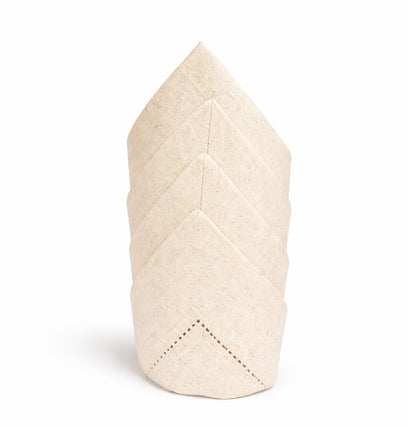 Linen Flax Cotton Cloth Dinner Napkins Set of 72-18x18 Natural Fabric with Hemstitched Mitered Corners - Machine Washable Wedding, Cocktail & Party Table Napkins - Natural