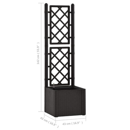 Makastle Garden Raised Bed with Trellis and Self Watering System Plastic Climbing Planter Rattan Design Planter Container Flower Box Garden Decoration 16.9" x 16.9" x 55.9"