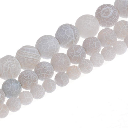 10mm Natural Grey Frosted Agate Gemstone Round Loose Beads Crystal Stone Bracelet Necklace Accessories Crafts for Jewelry Making DIY,1 Strand 15"