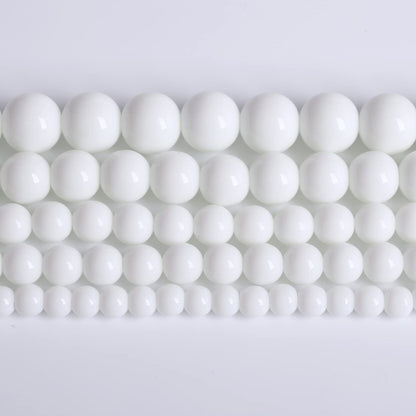 8mm 48pcs Natural White Porcelain Agates Stone Round Beads for Jewelry Making Spacer Loose Spacers Beads DIY Bracelets 15" Strand