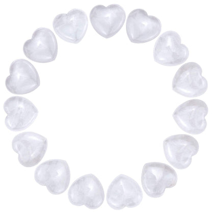 Marrywindix 15 Packs 0.8 Inch Healing Crystal Natural White Crystal Heart Love Carved Palm Worry Stone Chakra Reiki Balancing
