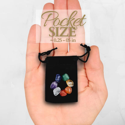 Crystals and Healing Stones Premium Kit Velvet Pouch - 7 Chakra Stones Healing Crystals Set, Ebook, Gift (Tiny 7 Chakra Stones)