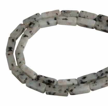 4x13mm Natural Stone Tianshan Japser Rectangular Column Tube Cylinder Spacer Loose Beads Gemstone for DIY Bracelets Necklace Jewelry Making Strand 15 Inch (28-30pcs)