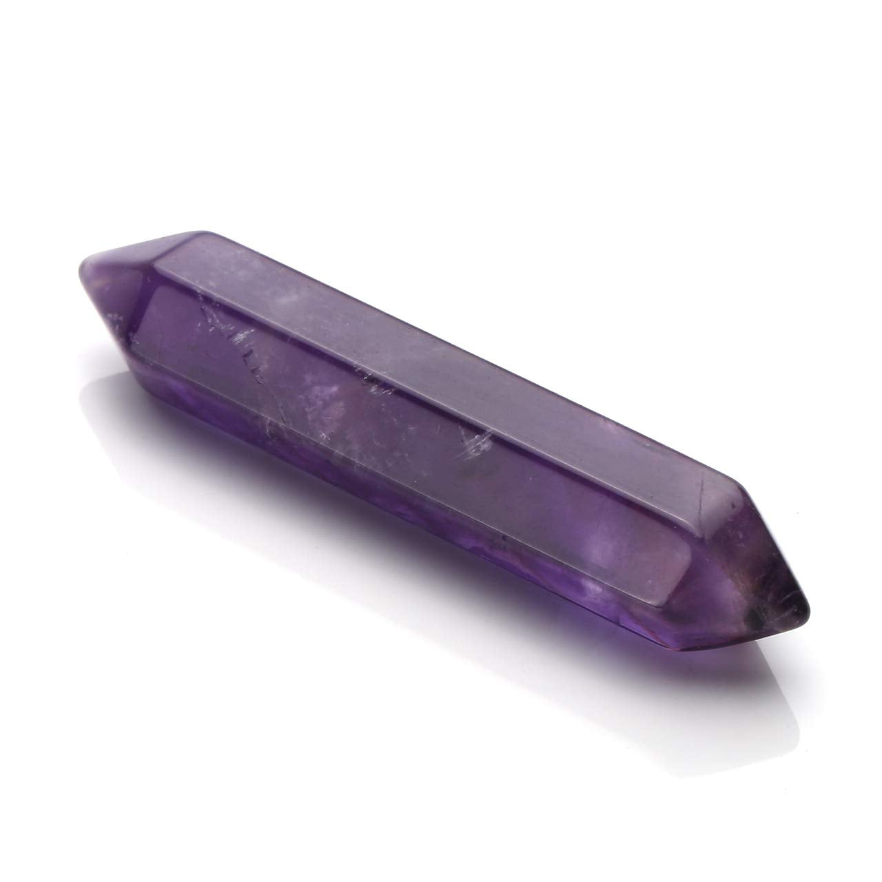 PESOENTH 3pc Amethyst Crystals Healing Stones,Polished Tumbled Pocket Gemstones Hexagonal Points Reiki Energy Balancing Chakra Meditation Therapy Gifts for women,50-55mm