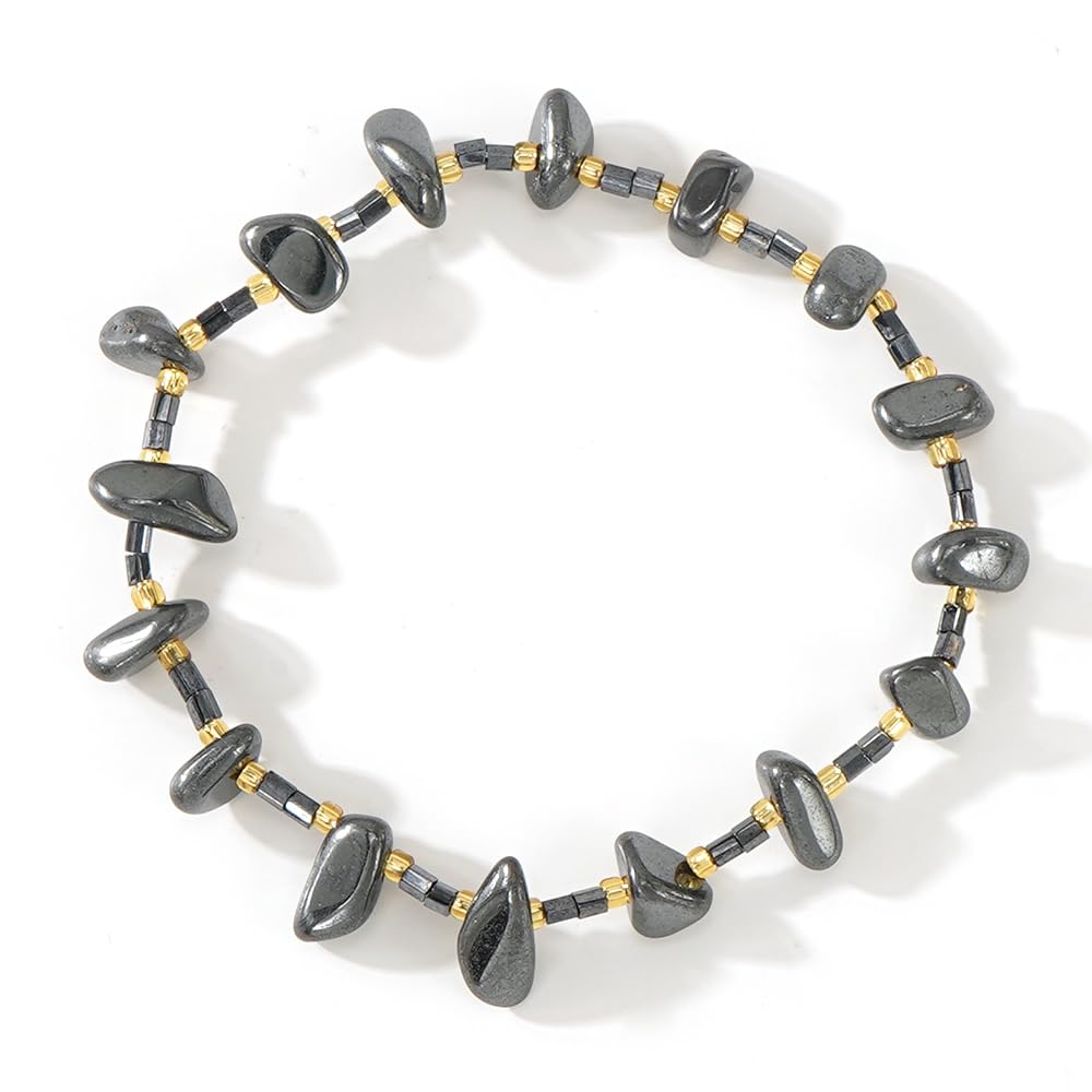 SHINUS BOHO Healing Natural Crystal Beaded Stretch Bracelet for Women,Handmade Boho Irregular Obsidian Energy Stones Protection Insightful Bracelet Summer Beach Fashion Jewelry Gift Friendship