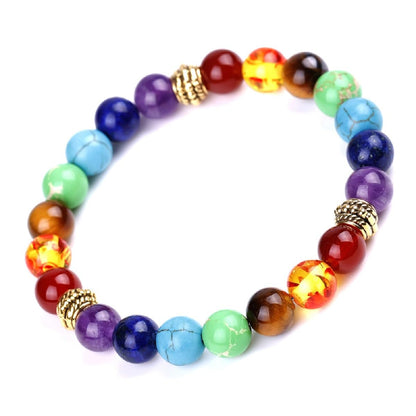 SRHVJ Chakra Bracelets for Women Men,8mm 6mm Adjustable Lava Rock Bracelet (3 pcs Chakra Bracelets)