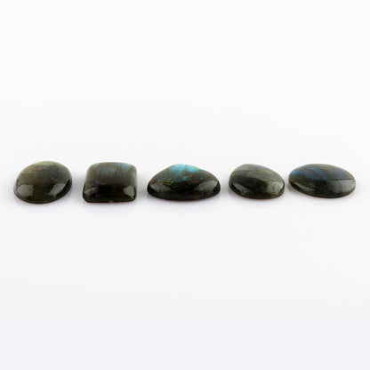 CRYSTALIS Wholesale 5pcs Natural Labradorite Loose Gemstone Bulk Cabochons Jewelry Making Supply, Chakra Healing Polished Stones, Wire Wrapping, DIY, Gem Collection