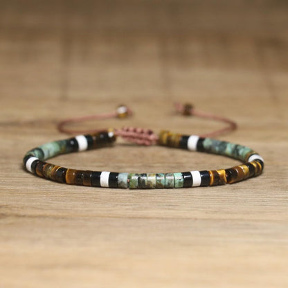 ColoGlaBy Energy Bracelet for Men Women, Handmade Natural Tiger Eye, Turquoise & White Howlite Stone Beaded Bracelet, Adjustable Healing Crystal Beaded Stretch Bracelet, Spiritual Gift