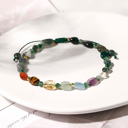 Jewever 7 Chakra Crystals and Stones Anklet Irregular Tumbled Gems Beaded Ankle Bracelets for Women Spiritual Energy Meditation Yoga Healing Jewelry Mom's Gifts (Moss Agate)