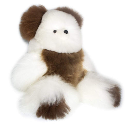 AlpacaNext Soft and Cuddly Baby Alpaca Teddy Bear - 9 inch. Premium Alpaca Stuffed Animal Handmade on Genuine Alpaka Fur. Cute Bear (9 inches, White & Brown)