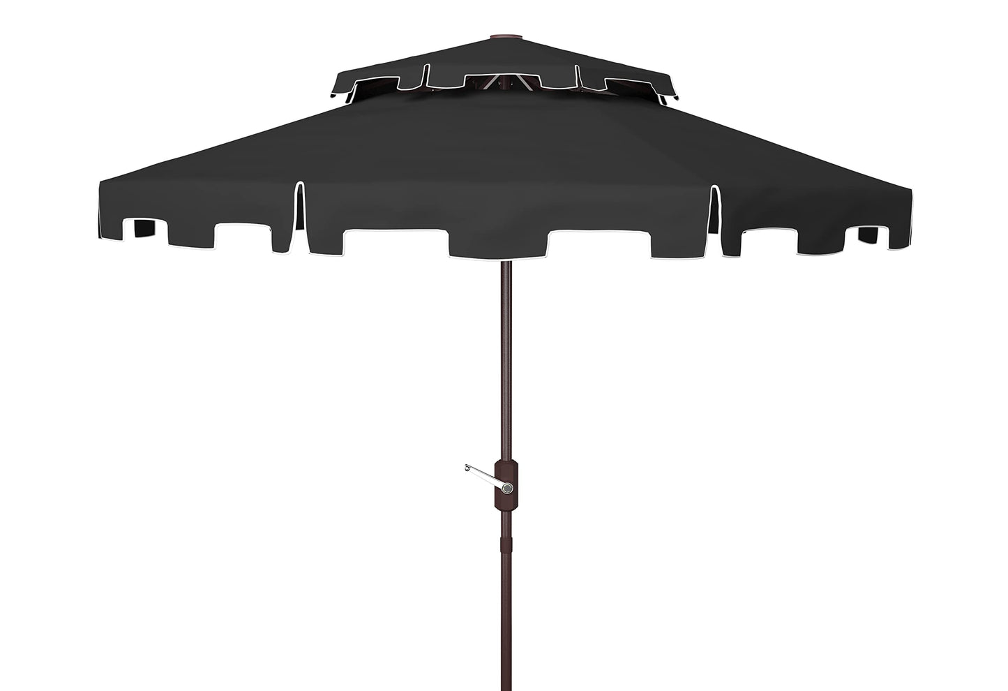 SAFAVIEH 9ft Outdoor Patio Umbrella, Double Top, Zimmerman Collection, Black & White, Crank, Button Tilt, UV Resistant for Deck, Backyard, Poolside (PAT8200H)