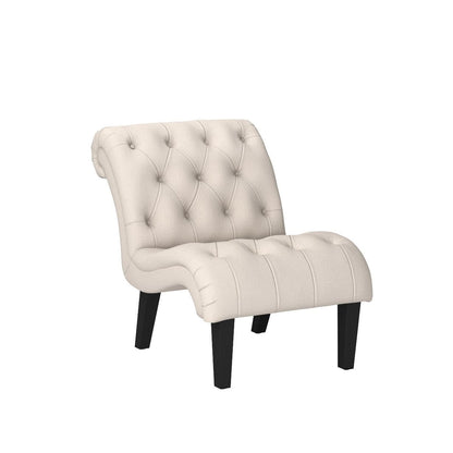 Yongqiang Accent Chair for Bedroom Living Room Chairs Tufted Upholstered Lounge Chair with Wood Legs Linen Fabric