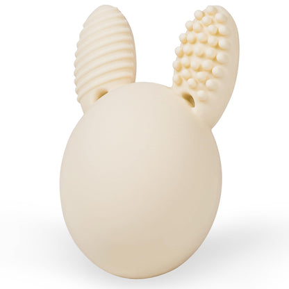 Bunny Eggy Teether Baby Teething Toy Rabbit Egg Rattle Toy Teething Pain Relief for Babies Boys Girls - Cream