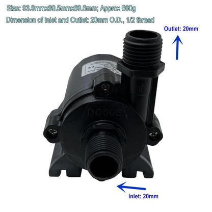 SHYSKY Small Yet Power Brushless DC Water Submersible Pump DC50E-24150S 24V 86W 15M 49ft Lift 412GPH Low Noise Continuous Circulation Cooling Pressure Gardening Sys