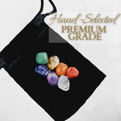 Crystals and Healing Stones Premium Kit Velvet Pouch - 7 Chakra Stones Healing Crystals Set, Ebook, Gift (Tiny 7 Chakra Stones)
