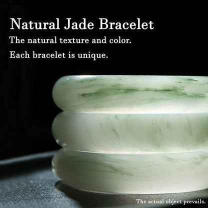 URED Natural Jade Bangle Bracelet For Women Genuine Green Jade Bracelet Good Luck Wealth Feng Shui Bracelet For Woman Yoga Meditation Mother Birthday Gift(TScui1, 62-63mm)