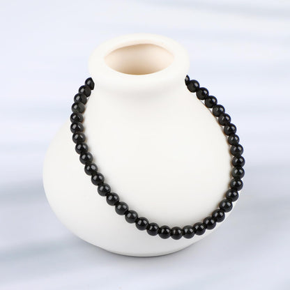 LPBeads Handmade Natural Gemstone Stretch Elastic 4m Black Obsidian Bracelet Healing Crystal Round Stone Beads Jewelry Gifts for Women Men