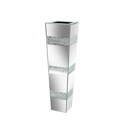 Artloge Diamond Mirror Vase Geometric Bling Decor 28 inch Tall Silver Luxury Decor