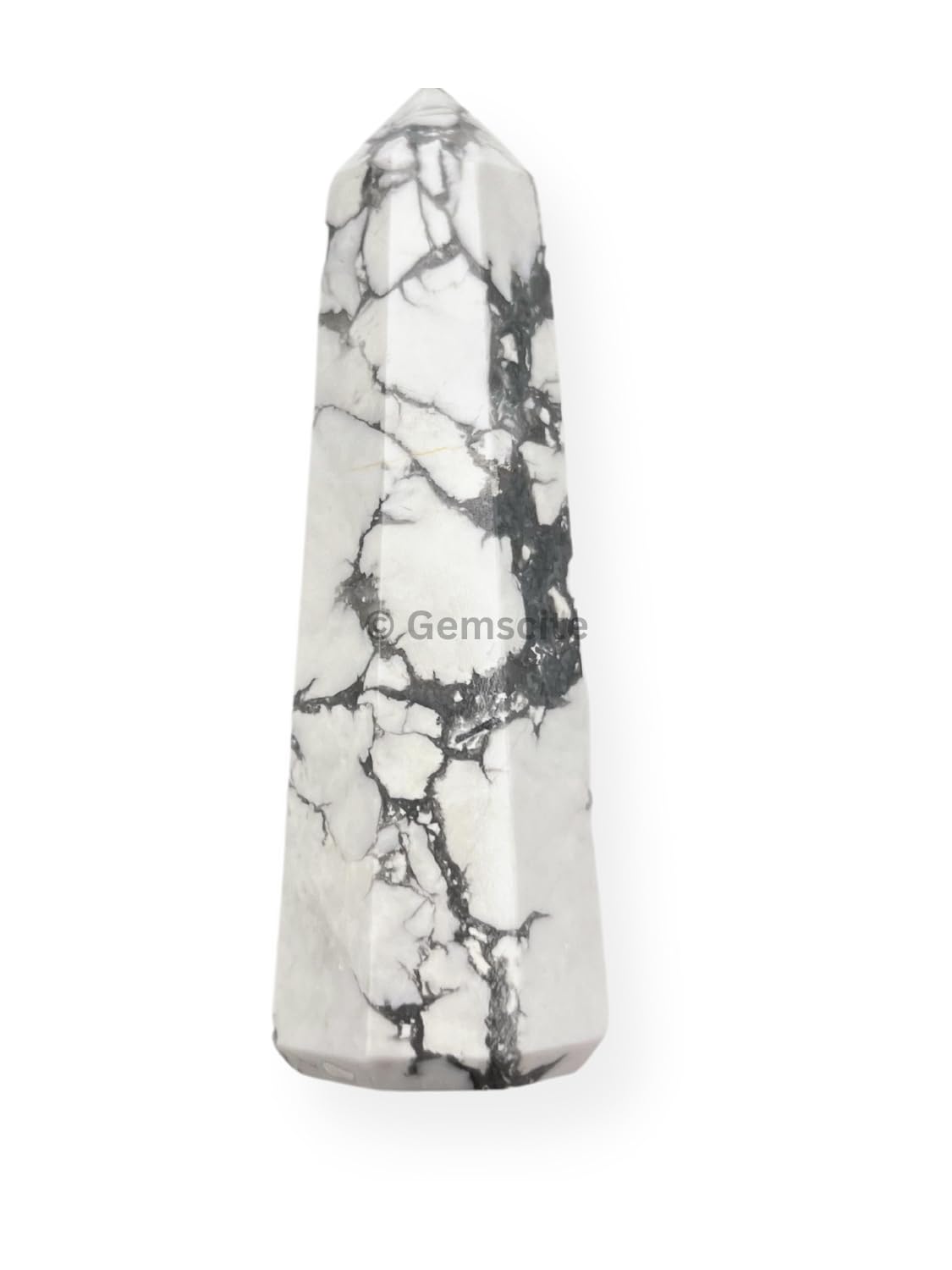 WholesaleGemShop 3 Inch Gemstones HOWLITE Obelisk Tower Jumbo Facet Aura Rock Crystal Natural Polished Earth Wand Spirit