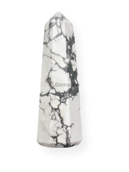 WholesaleGemShop 3 Inch Gemstones HOWLITE Obelisk Tower Jumbo Facet Aura Rock Crystal Natural Polished Earth Wand Spirit