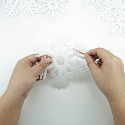 FAZHBARY 2 Pack White Felt Snowflake Garland Banner Winter Garland Snow Banner Christmas Winter Themed Party Decorations Supplies
