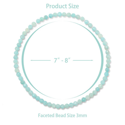 Bolinailo Healing Crystal Bracelet Amazonite Faceted Beaded Bracelets for Women Men 3mm Natural Stone Adjustable Handmade Stretch Bracelet Reiki Spiritual Jewelry Fashion Gifts