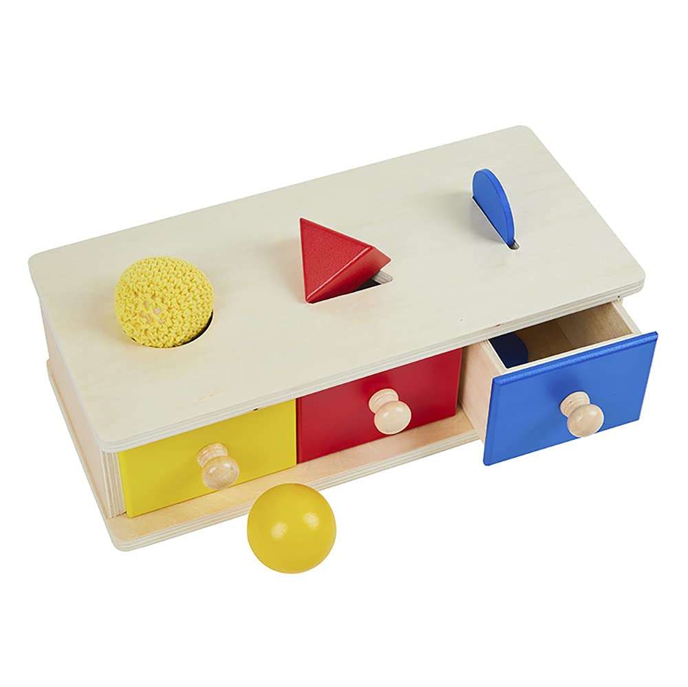 Kghios Montessori Box w/Bins Coin Object Permanence with Drawer 4 in 1 Montessori Infant Toys for Toddlers Materials for 6-12 Month Babies Infant 1-2 Year Toddlers Toys