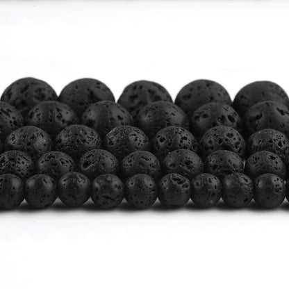 45pcs 8mm Natural Stone Beads Black Lava Beads Energy Crystal Power Gemstone for Jewelry Making, DIY Bracelet Necklace