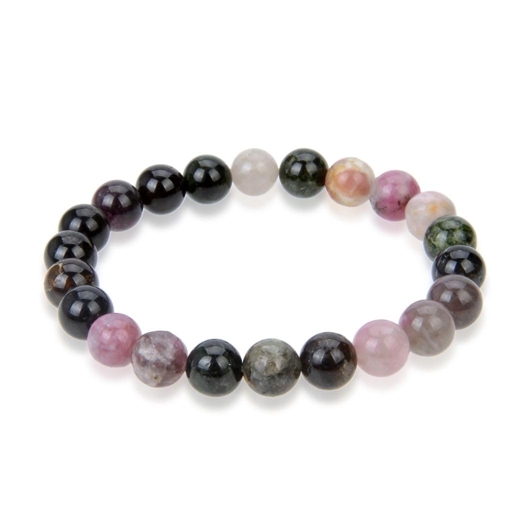 Adabele Real Natural Multi Colors Tourmaline Gemstone Beaded Bracelet 7.5 inch Stretch Chakra Healing Crystal Stone Jewelry Women Mom Gift (Unisex) GB8-B51