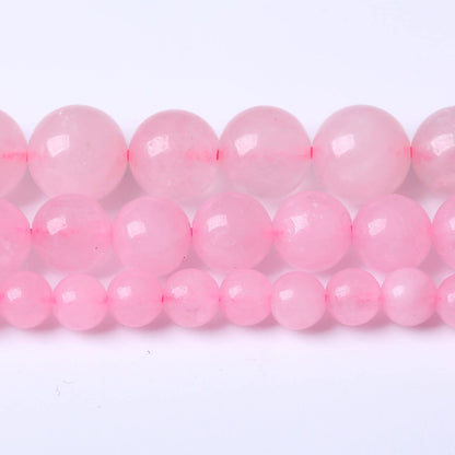 60PCS 6MM Beads Natural Rose Stone Pink Crystal Quartz Gemstones for Jewelry Making DIY 15Inches