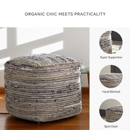 Signature Design by Ashley Absalom Hemp Pouf, 16 x 16 Inches, Multicolored