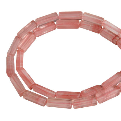 4x13mm Natural Stone Red Watermelon Rectangular Column Tube Cylinder Spacer Loose Beads Gemstone for DIY Bracelets Necklace Jewelry Making Strand 15 Inch (28-30pcs)