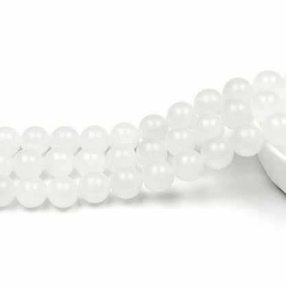 MJDCB Beads for Energy Bracelets Yoga Bracelet DIY Bracelet Natural Stone Beads White Jade 38 Pieces, 10mm