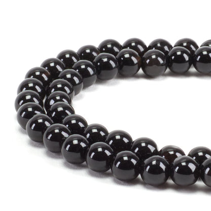 Cherry Tree Collection | 100PCS 6mm Black Agate Gemstone Round Beads for Jewelry Making | Includes Storage Box, Elastic String, and Needles