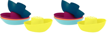 Boon Fleet Toddler Bath Tub Water Stacking Boat Toy Set for Kids Aged 9 Months and Up, Multicolor (Pack of 10)