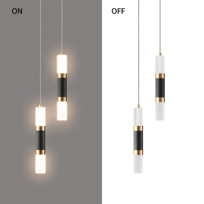 LIANGMH 2-Light Pendant Lights Kitchen Island Dimmable LED Modern Mini Pendant Light, Bedroom Small Pendant Light Fixtures (Black Gold)