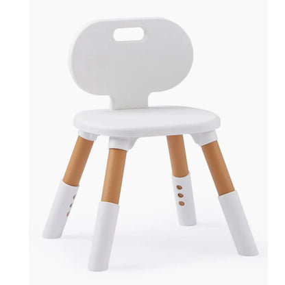 Tonlevo Toddler Desk & Chair Set - Adjustable Height Kids Table with Storage, Solid Wood Legs, Ergonomic for Arts & Crafts, Learning, Snacks & Play (Ages 1-8) - Tool-Free Assembly, White/Natural Wood