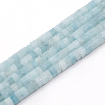 NITOPUPU 150Pcs 4×2mm Natural Aquamarine Spacer Stone Beads for Jewelry Making Supplies, Loose Semi Flat Round Gemstone Tube Beads for Bracelets DIY Crafts