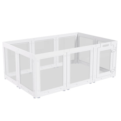 Clear Acrylic Dog Playpen with Door,23.6" Puppy Playpen,Easy Assemble Pet Fence,10-Panel for Puppies/Small Dog Play Pen Indoor (White, 23.6 Inch-H, 10 Panel)